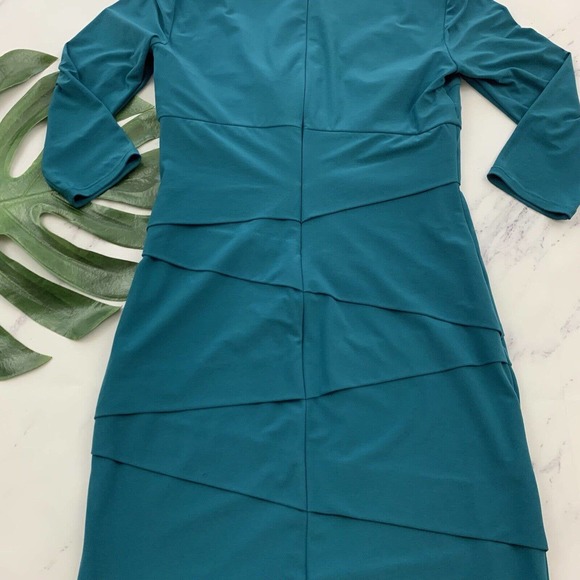 WHBM White House Black Market Instantly Slimming Sheath Dress Size 8 Teal - Picture 9 of 10